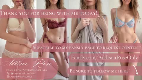 Addison Rose  I am currently away for the holiday weekend. Streams start again on 1242024. Enjoy the holiday online show from December 16, 2024, 5:27 am