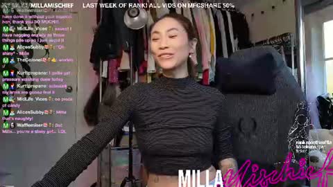 Snapshot of millamischief chatting on June 27, 2026, 4:39 am Milla Mischief online show from June 27, 2026, 4:39 am