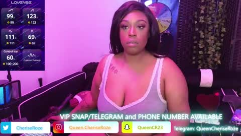 Snapshot of queencroze chatting on February 9, 2025, 11:15 pm Queen Cherise Roze online show from February 9, 2025, 11:15 pm