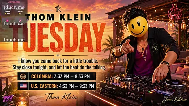 Snapshot of thomklein chatting on July 14, 2026, 8:36 pm thomklein online show from July 14, 2026, 8:36 pm